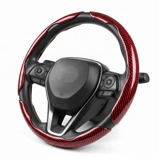 Îmbrăcăminte pentru volan în trei piese 37 până la 39 cm cu model din fibră de carbon Piele microfibră Suprafață lucioasă Pentru volan rotund