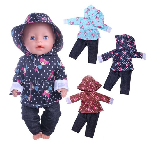 Imperméable avec chapeau pour poupées