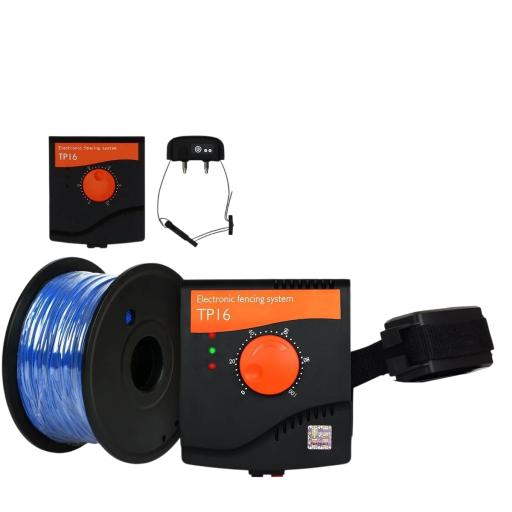 Împrejmuire electrică pentru câini Împrejmuire invizibilă cu fir cu 6 niveluri de corecție Colier reîncărcabil și rezistent la apă Negru Set pentru 1 câine în grădină