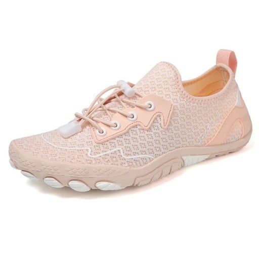 Încălțăminte de apă Barefoot slip-on din tricot respirabil cu șnur de strângere și talpă din cauciuc Unisex pentru înot, snorkeling și activități în apă