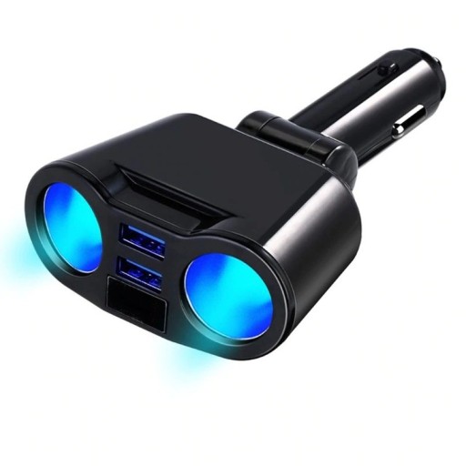 Încărcător auto USB cu LED dual cu butuc pentru brichetă