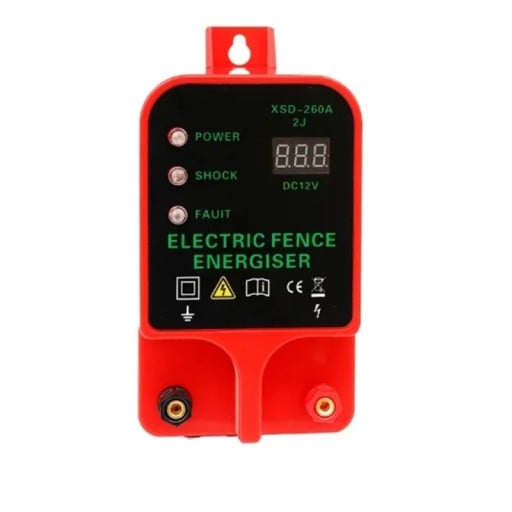 Încărcător pentru gard electric cu alarmă și ecran LCD, rază de acțiune 10 km, ieșire 10 kV, sursă roșie pentru pășune cu animale de fermă