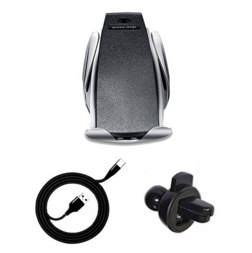 Încărcător wireless de mașină cu suport pentru telefon mobil Putere 10 W Conector USB-C Plastic PC și ABS Suport și cablu USB-C în pachet