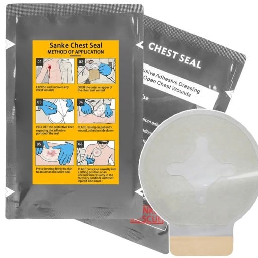 Închidere toracică cu bandaj ventilat 4 orificii cca 15 cm plasture ocluziv transparent bandaj de salvare pentru prim ajutor