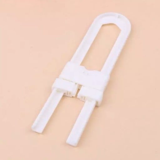 Încuiere de siguranță pentru dulap cu două mânere 5 bucăți Piesă glisantă pentru uși în formă de U Fără găurire și lipire Plastic alb Dimensiuni 18 x