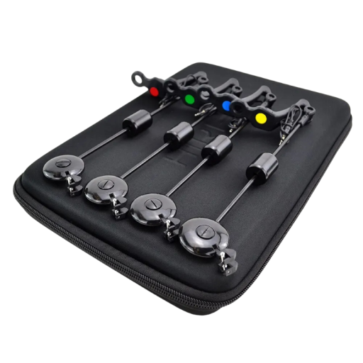 Indicador de picada LED Hirisi 24 cm con conector de 2,5 mm en estuche con cremallera negro para detectores de pesca