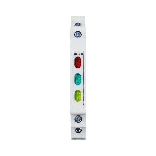 Indicateur LED 85 x 10 x 64 mm 230 V AC/DC 50/60 Hz Lampe de signalisation tricolore JD9 Module sur rail DIN IP20 bornes L/N LED+