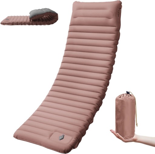 Inflatable Sleeping Mat with Built-in Pump 200 × 68 × 12.7 cm Nylon TPU with Integrated Pillow for Camping and Hiking