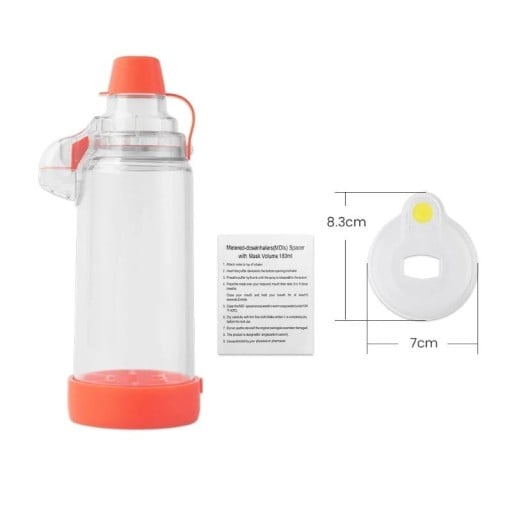 Inhalationskammer til nebulisator med maske størrelse S 8,3 x 7 cm plastbeholder forstøver til børn inhalation af luftveje