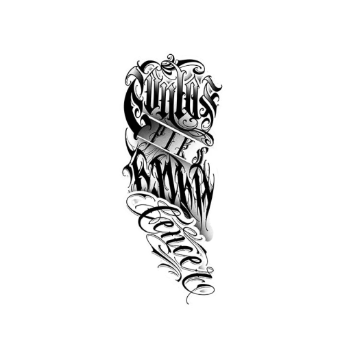 Inscripción de tatuaje temporal de 22 x 9,8 cm: diseño oscuro escrito a mano, resistente al agua, estilo moderno, aspecto realista, larga duración hasta 15 días.