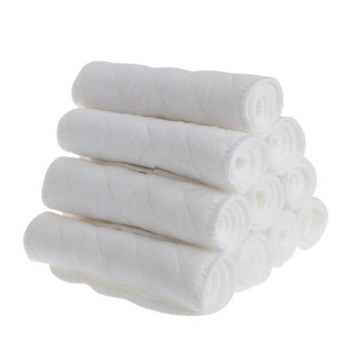 Inserts en coton 10 pcs Inserts absorbants en tissu pour culottes de couches Trois couches de coton Tissu matelassé Dimensions 32 x 12 cm