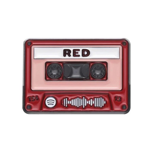 Insigna emailată casetă muzicală RED broșă metalică roșie insignă retro pentru rever rucsac geantă bijuterie cu motiv muzical