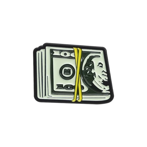 Insignă emailată cu un buchet de bancnote motiv bani broșă metalică verde neagră albă insignă pentru îmbrăcăminte rever rucsac accesoriu