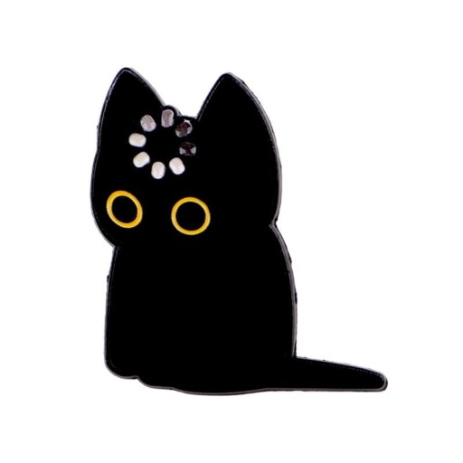 Insignă emailată pisică neagră cu motiv de încărcare 3,3 × 3 cm pin metalic negru accesoriu pentru rucsac rever îmbrăcăminte motiv animalier