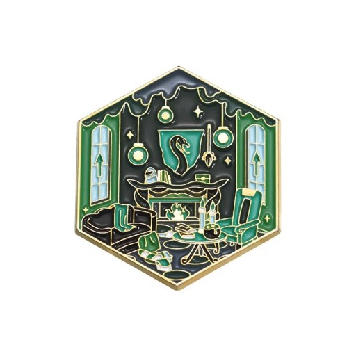 Insigna emailată Zmijozel camera magică Harry Potter 4 × 3,5 cm broșă metalică verde neagră aurie insignă pentru rucsac rever îmbrăcăminte