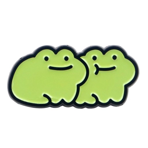 Insigna smaltată cu broască drăguță 3,2 × 1,5 cm broșă metalică verde-neagră motiv desenat accesoriu pentru rucsac îmbrăcăminte rever