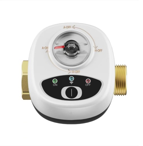 Inteligentní ventil DN25 s Wi-Fi a manuálním ovládáním 90 x 32 x 32 mm mosazný tlak 1,6 MPa průměr 17 mm bílý na uzávěr vody