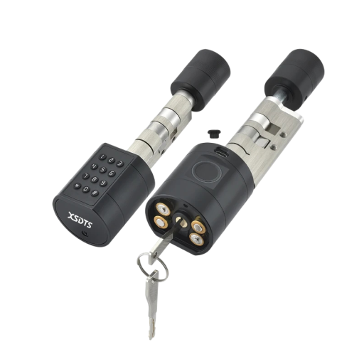 Inteligentní zámek dveří cylindrický otisk prstu Bluetooth aplikace klávesnice IC karta USB nouzové napájení pro byt