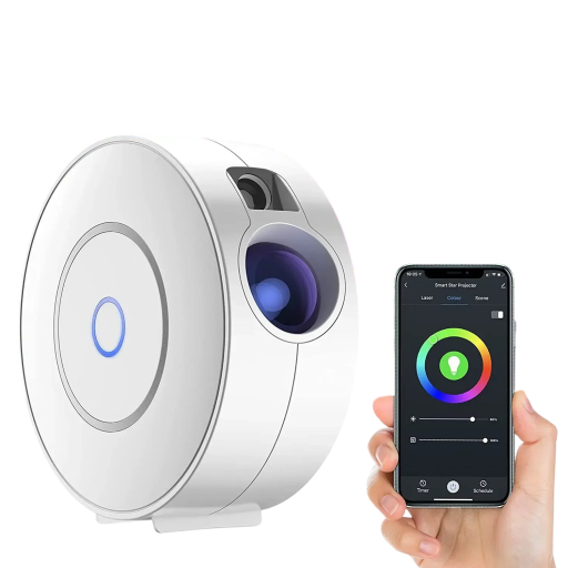 Inteligentný LED projektor nočnej oblohy s ovládaním cez aplikáciu, Alexu a Google Home, 16,2 x 16,2 cm, Wi-Fi, časovač, dekorácia izby