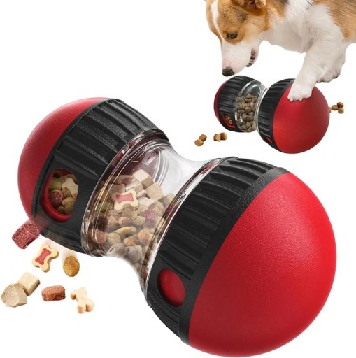 Interactieve hondenspeelgoed snack- en voerdispenser met verstelbare openingen tegen snel slikken 15,5 x 8,7 cm twee kleuren