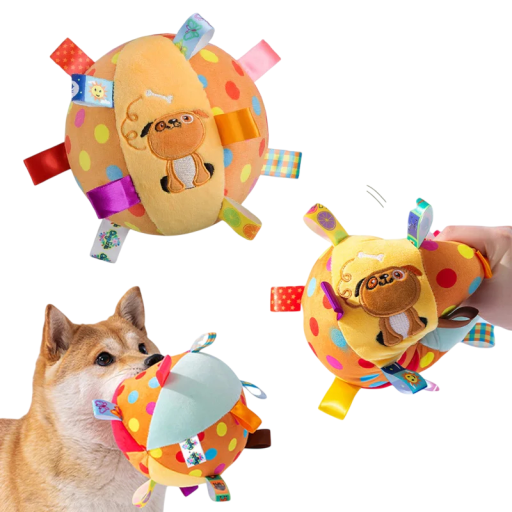 Interactieve zachte bal voor honden 13 cm Fleece speeltje met belletjes voor bijten, trekken en leuk spel