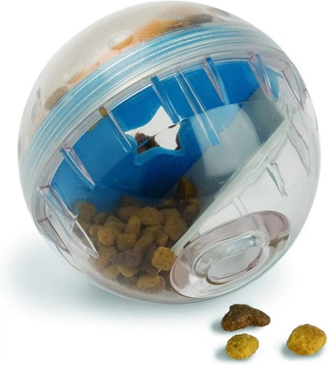Interactive Treat Dispenser for Dogs Ball 8 cm Plastic Toy for Slow Feeding and Stimulating Training