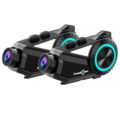 Intercom Bluetooth para capacete com câmara 1440p 2 pcs Handsfree para moto Headset sem fios para capacete de motociclista