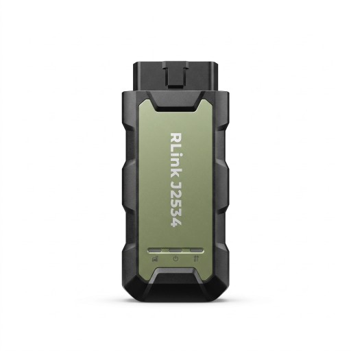 Interface de diagnóstico RLink J2534 pass-thru com suporte CAN-FD DoIP e D-PDU preto e verde para programação e diagnóstico de veículos