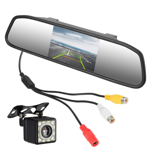 Internal Rear View Mirror with Parking Monitor 12V 4.3" Display 800x480 px Universal Car Accessory for Parking Camera