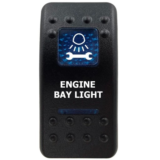 Interrupteur à bascule ENGINE BAY LIGHT monopolaire 12V étanche interrupteur d'éclairage du moteur avec rétroéclairage LED bleu noir pour voitures et tout-terrain