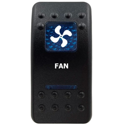 Interrupteur à bascule FAN monopolaire 12V étanche interrupteur de ventilateur avec rétroéclairage LED bleu contrôleur noir pour voitures, bateaux et caravanes