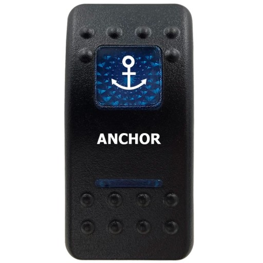 Interruptor basculante unipolar a prueba de agua 12 V Retroiluminación LED azul ANCHOR Interruptor negro Para barco y coche control de ancla y cabrestante de ancla