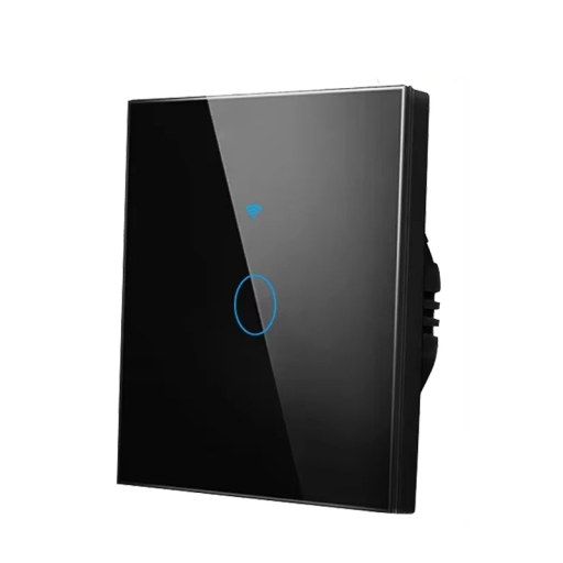 Interruptor de parede táctil inteligente WiFi 220V 1 gang 433MHz Painel de vidro moderno Controlo através da aplicação iOS Android Smart Home