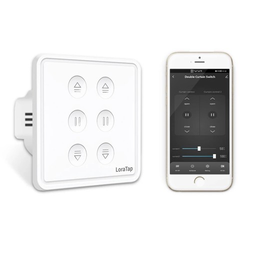 Interruptor Duplo Tuya WiFi para Cortinas e Estores EU 86 mm Controle de Dois Motores Aplicação Voz Alexa Google