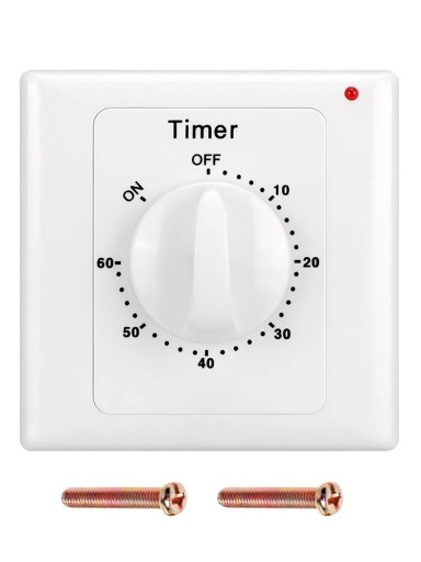 Interruptor mecânico de parede 220V 10A 2000W, temporizador 60 minutos, interruptor para bombas, luzes e aparelhos, 86 x 86 x 50 mm, branco
