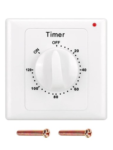 Interruptor mecânico de parede com temporizador 220V 10A 2000W, temporizador de 120 minutos, interruptor para bombas, luzes e aparelhos, 86 x 86 x 50 mm, branco
