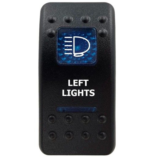 Interruttore a levetta monofase impermeabile 12 V con retroilluminazione LED blu LEFT LIGHTS Interruttore nero per auto offroad e barca per il controllo delle luci sinistre
