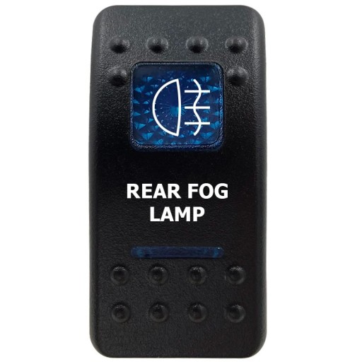 Interruttore a levetta REAR FOG LAMP unipolare 12V impermeabile interruttore per nebbia posteriore con retroilluminazione LED blu nero per auto e fuoristrada