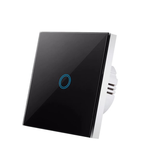 Întrerupător tactil cu 1 panou de sticlă 220V, 8,6 x 8,6 cm, întrerupător inteligent pentru casă, design modern, sticlă securizată și plastic PC