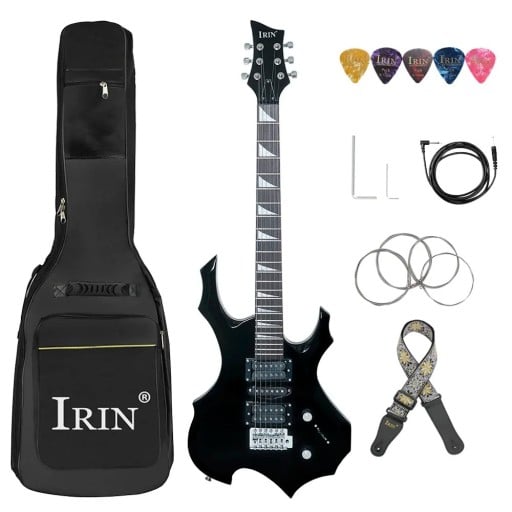 IRIN R-180 Plameny Formájú 6 Húros Elektronikus Gitár 24 Fret Juhar Test H-S-H Hangszedők Tremolo Híd 94x32,5x4,5 cm Tokkal
