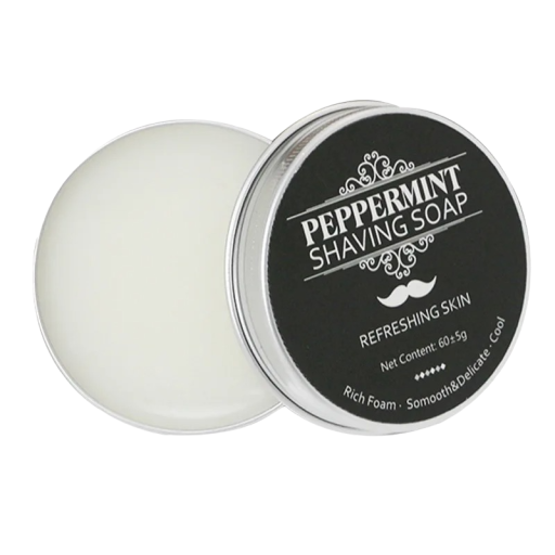 Jabón de afeitar para hombres Espuma de afeitar sólida con aroma a menta 60 g Jabón de afeitar para pieles sensibles
