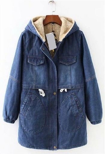 Jachetă de iarnă din denim de damă P2358