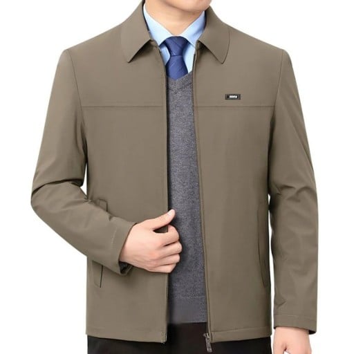 Jachetă elegantă bărbătească cu guler Jachetă ușoară de toamnă cu fermoar Jachetă elegantă pentru serviciu și oraș Jachetă de culoare