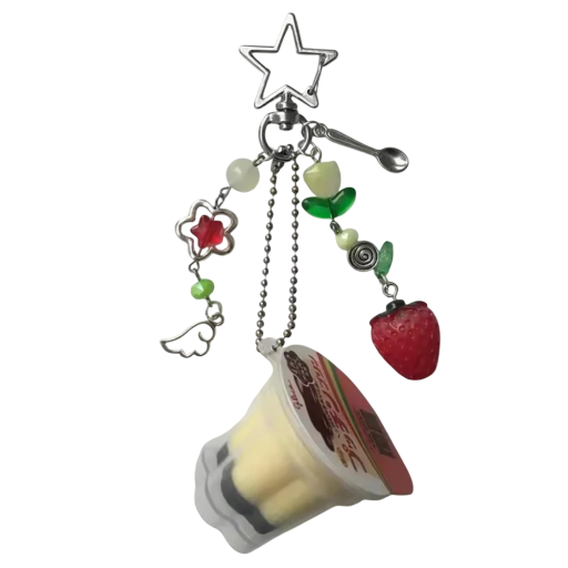 Japanese Keychain Yellow Egg Cake Decorative Keyring Kawaii Bag Charm Original Gift