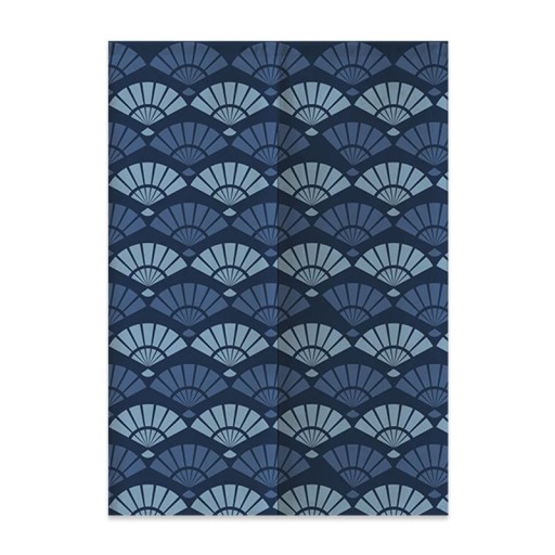 Japansk dørgardin med vifte-motiv 100×150 cm polyester blå gardin til døre til opdeling af rum og dekoration af interiøret