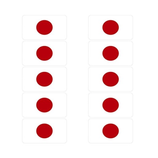 Japansk flag klistermærke 10 stk.