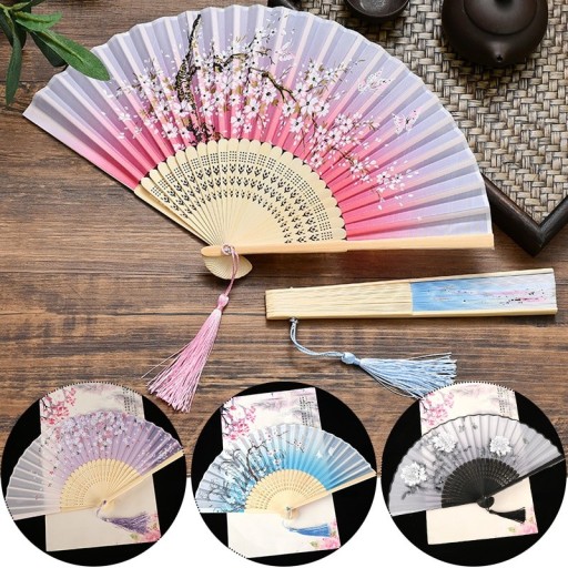 Japansk vifte med blomstermotiv