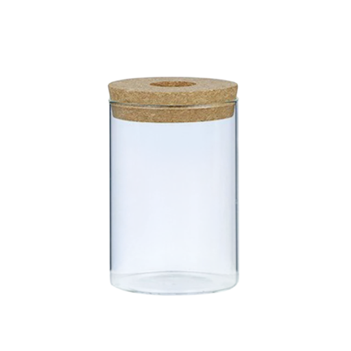 Jarrón de cristal 8 cm con tapa de corcho con agujero Diámetro 6,5 cm Decoración minimalista Estilo sencillo Para flores secas y cortadas