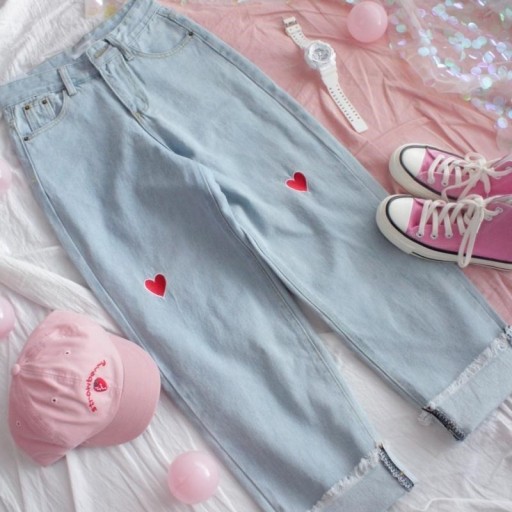 Jeans da donna con cuori