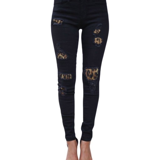 Jeans da donna con fodera leopardata